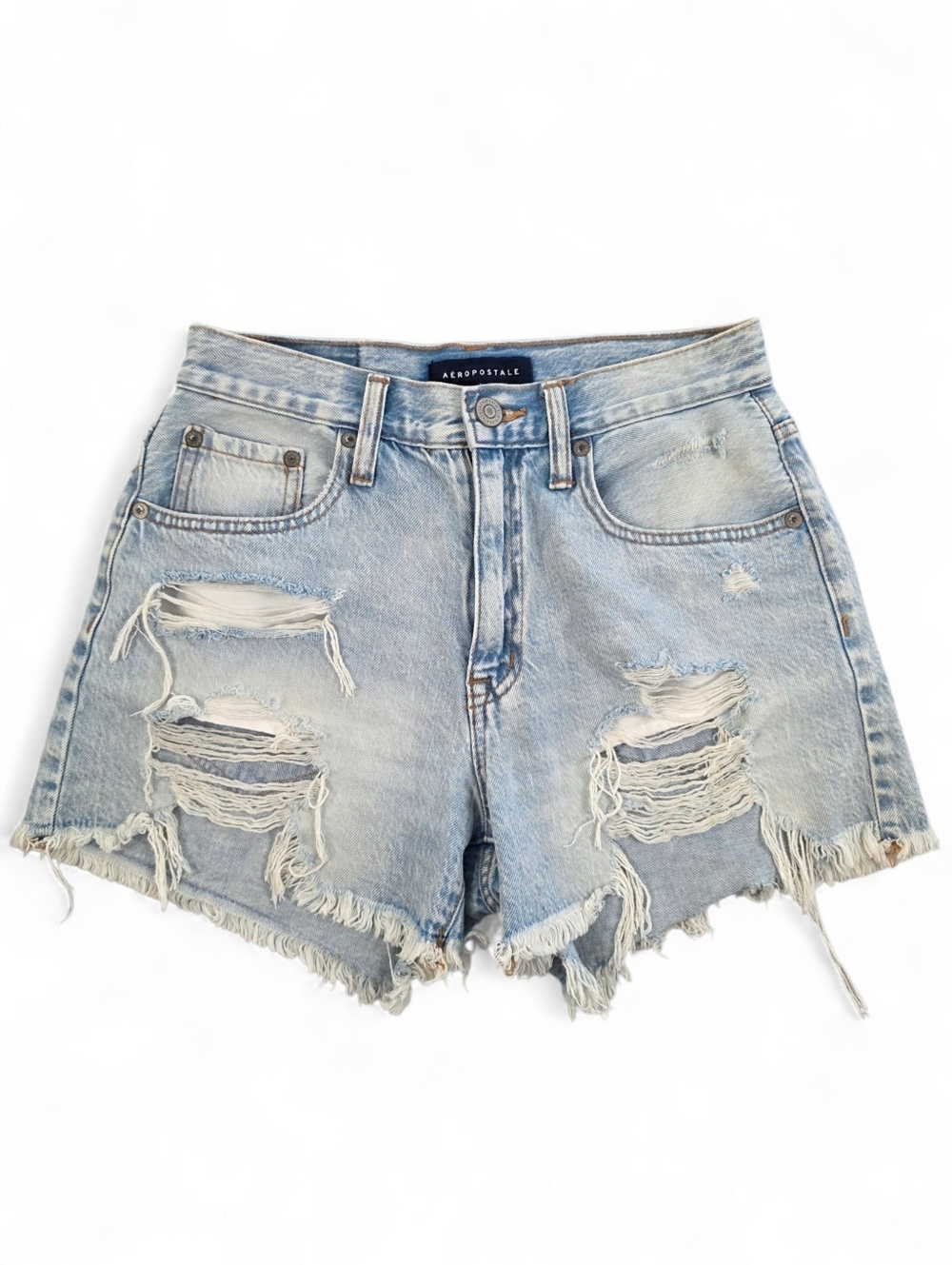 Aéropostale 90s High Rise Cut-Off Shorts Light Wash Distressed Denim Size 4
